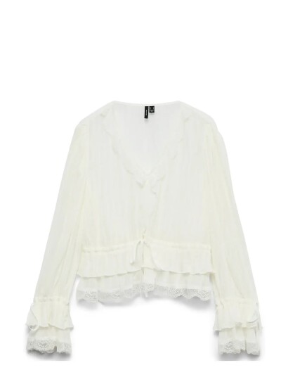 Vero Moda Vmfeline Ls Short Top Exp   White   M