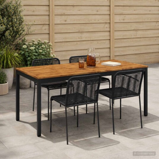 vidaXL Hage middagsbord Naturlig og svart 147 x 88,5 x 75 cm vidaXL Hage middagsbord Naturlig og svart 147 x 88,5 x 75 cm