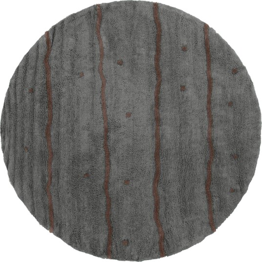 Rundt teppe Leora Natural Cotton Shaggy svart/brun Størrelse: Ø 240 cm