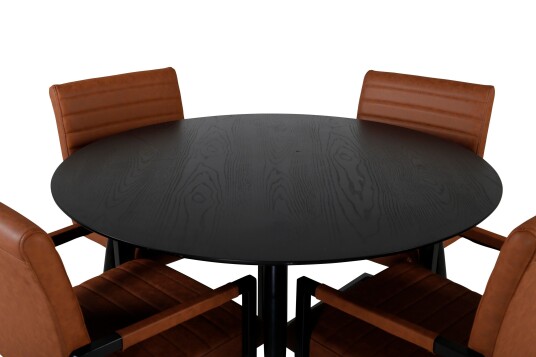 Venture Home Dipp Matgruppe 115 cm Rund med 4 Art stoler Sort