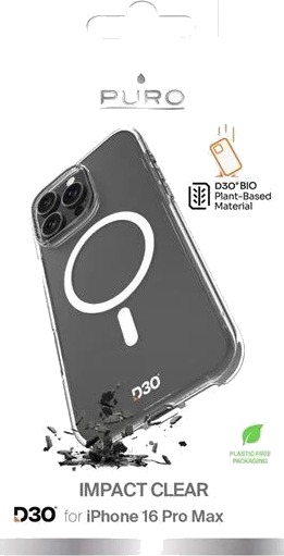 Puro Mobildeksel for iPhone 16 Pro Max med D3O og MagSafe - Gjennomsiktig