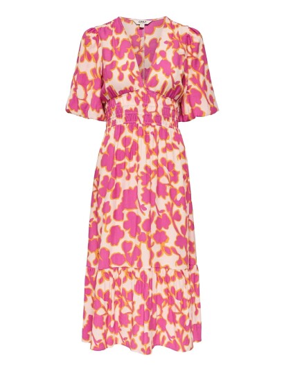 ONLY Onlauri Mikasi S/S Midi Dress Wvv Ex   Pink   XS