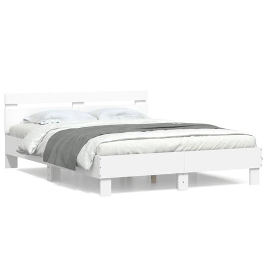 vidaXL Sengeramme med hodegavl hvit 140x190 cm konstruert tre 8721012246515