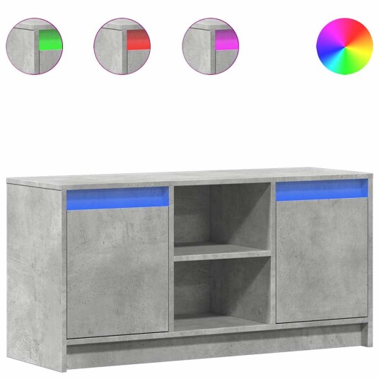  TV-benk med LED betonggrå 100x34x50 cm konstruert tre