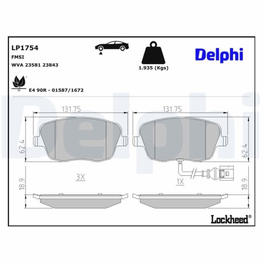 Bremseklosser DELPHI LP1754