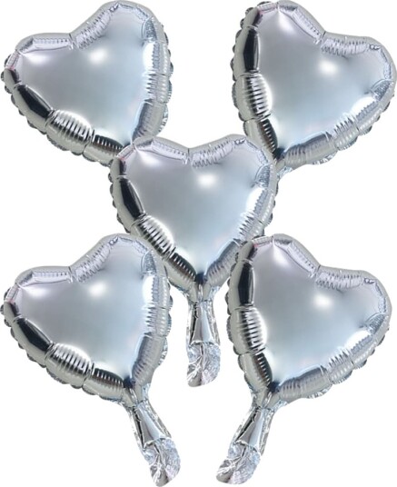 Globos Folieballong Mini Hjerte Sølv, 5 stk 9055