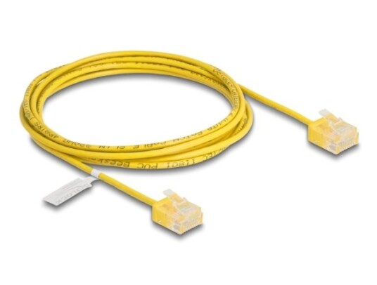 Delock Rj45 Nettverkskabel Cat.6 Utp Ultra Slim 2 M Gul Med Korte Plugger