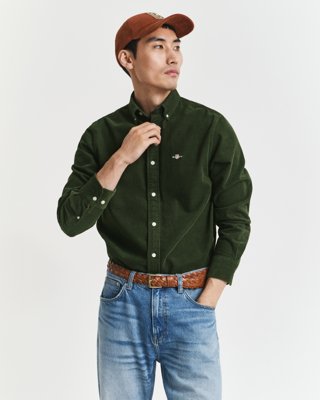 Gant Bomullscorduroy skjorte i regular fit COUNTRY GREEN XL