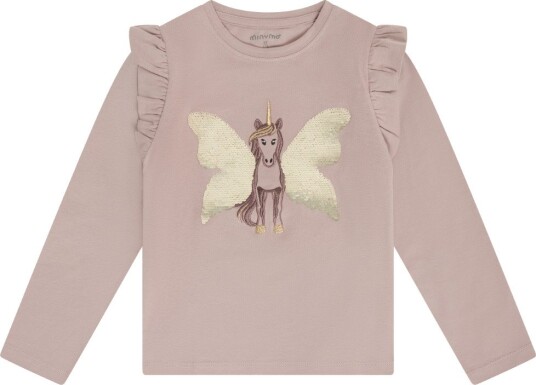 Minymo Genser Bark m. Enhjørning/Vendbare paljetter Minymo 9 år (134) Genser Beige Gull Lilla