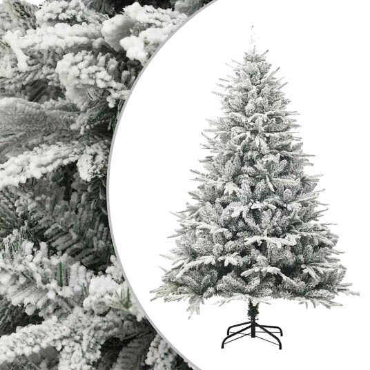 vidaXL Kunstig juletre med flokket snø grønn 180 cm PVC og PE vidaXL Kunstig juletre med flokket snø grønn 180 cm PVC og PE