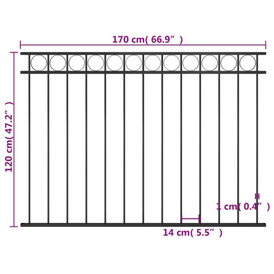 vidaXL Gjerdepanel stål 1,7x1,2 m svart