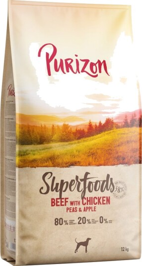 Purizon Superfoods Storfekjøtt med kylling erter og epler   12 kg
