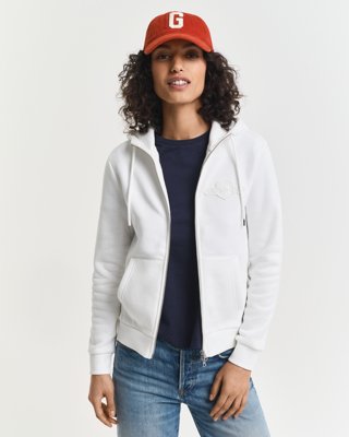 Gant Tonal Shield hettegenser med glidelås EGGSHELL M Gant Tonal Shield hettegenser med glidelås EGGSHELL M