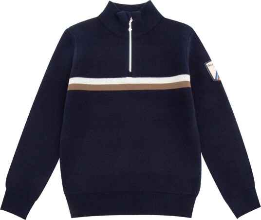 WoolLand Hemsedal Strikket Half-Zip Ullgenser Junior Dark Blue 170 WoolLand Hemsedal Strikket Half-Zip Ullgenser Junior Dark Blue 170