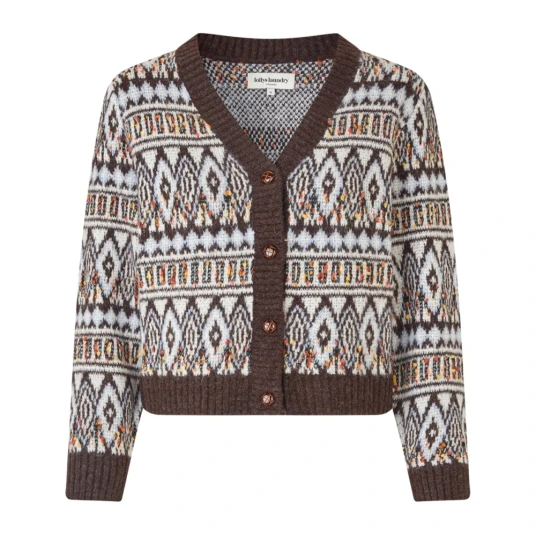 Lollys Laundry Saxoll Knit Cardigan Ls - Brown - L Lollys Laundry Saxoll Knit Cardigan Ls - Brown - L