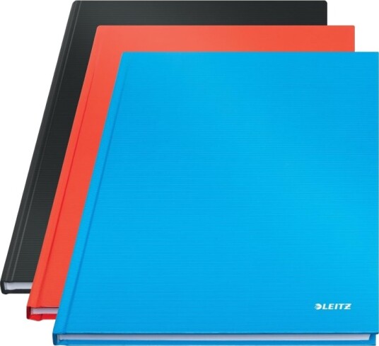 Leitz Solid   Notisbok   A4 210 X 297 Mm   80 Ark / 160 Sider   Linjert   Lys Rød   Plast