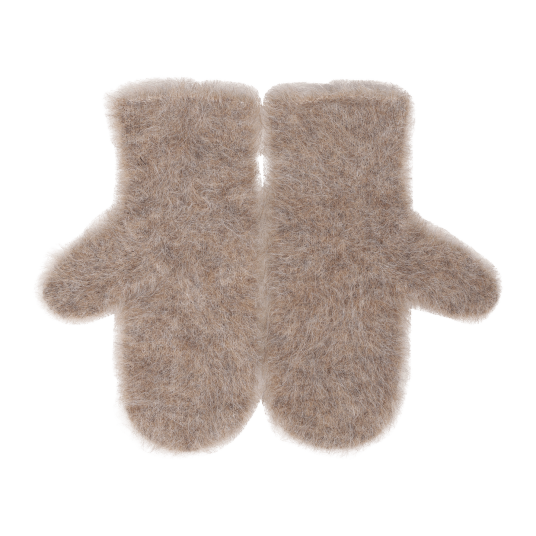 Aba Mittens Dark Sand One Size Fury fluffy alpaca mittens