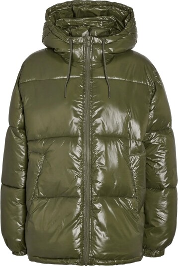 NOISY MAY Nmallie Shiny Hood Long Jacket KALAMATA XS
