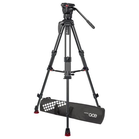 Sachtler Ace XL CF MS Mk II Carbon Fluid head Tripod Mid-Spreader Bag 8 kg