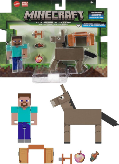 Mattel Minecraft Figurer 2-pakning - Steve og Esel 3.25''
