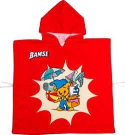 Swimpy Bamse Badeponcho Stranden Rød