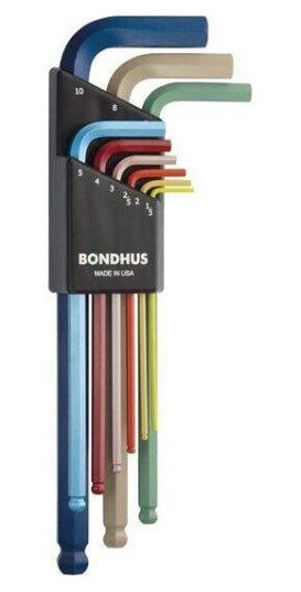 Bondhus For Unbrakonøkler 1,5 - 10 Bondhus - Lang, Med Kule, Farge [9 Stk]