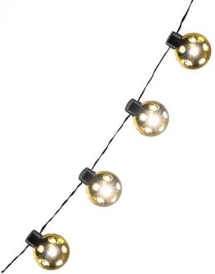 Batteridrevet Lyslenke med Gullfargede Discokuler 140 cm