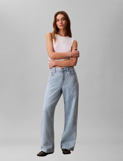 Calvin Klein Jeans Low Rise Baggy Needlepunch Ck Tr   Blue   32 x 32