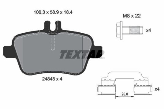Bremseklosser TEXTAR 2484805 Bremseklosser TEXTAR 2484805