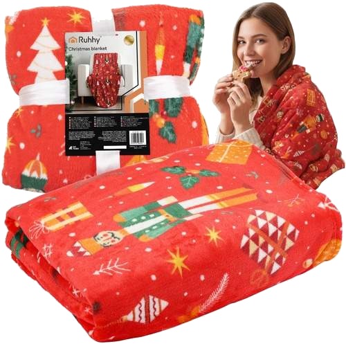 Northio Flanelljuleteppe koselig 150x200 cm rød polyester