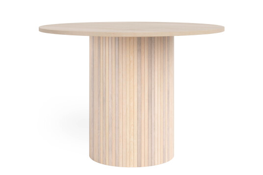 Bark Kopparbo Spisebord 106 cm med 4 Katy Spisestoler Hvit / Hvit Bouclé / Metallben Svart