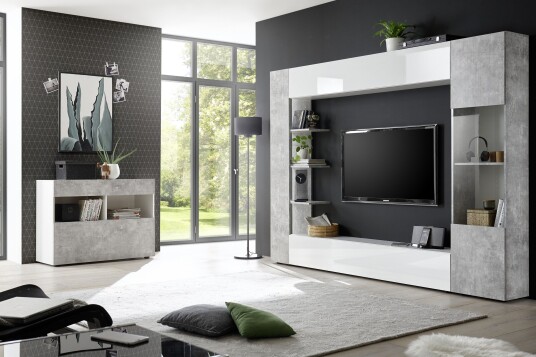Kommode Selvena 111 cm Hvit|Grå