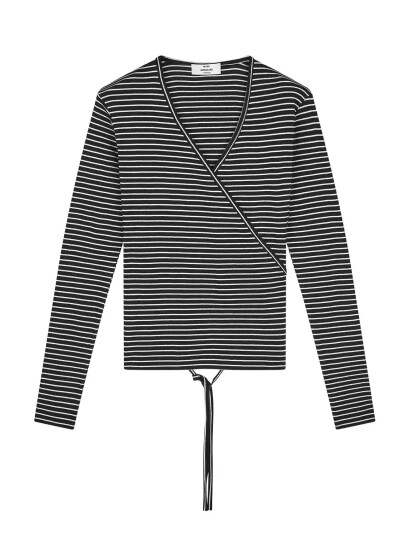Mads Nørgaard 2X2 Cotton Stripe Susi Ls Top Black M