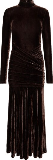 Bardot Korina Velour Maxi Dress DARK CHOCO 40