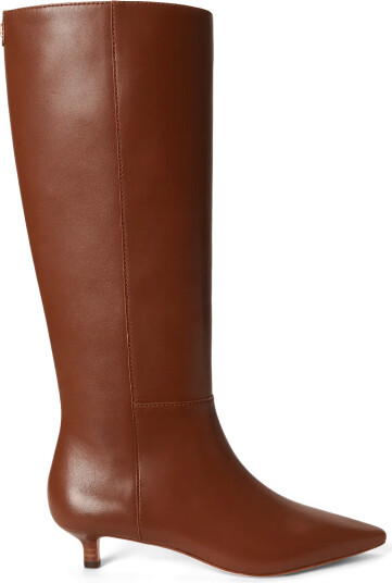 Lauren Ralph Lauren Francesca Calfskin Tall Boot Heel Brown 36