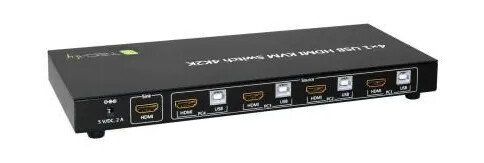 Techly 4X1 Usb Hdmi Kvm Switch 4Kx2k - Kvm / Lyd / Usb-Svitsj - 4 X Kvm/Lyd - 1 Lokalbruker - Stasjonær