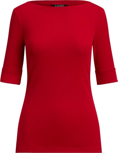 Lauren Ralph Lauren Stretch Cotton Boatneck Tee RALPH RED XS