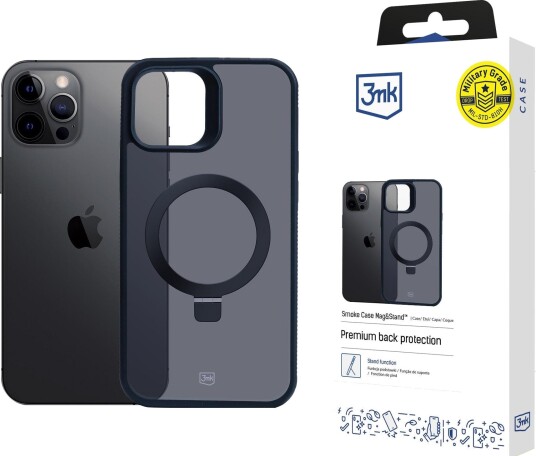 3mk Smoke Case Mag&Stand til Apple iPhone 12 Pro Max – svart