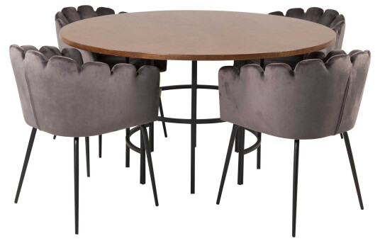 Venture Design Copenhagen & Limhamn spisegruppe Brun/grå 4 st stoler & bord 140 cm