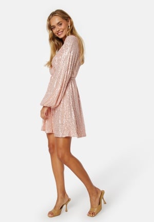 Bubbleroom Occasion Sparkling Balloon Sleeve Dress Dusty pink XS Bubbleroom Occasion Sparkling Balloon Sleeve Dress Dusty pink XS