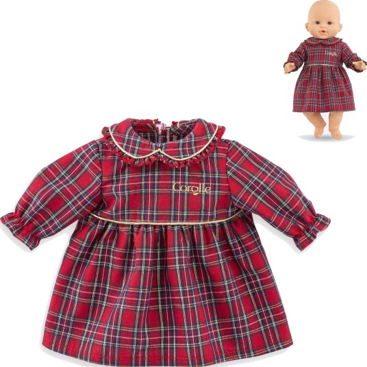 Corolle Mon Grand Poupon Kjole til Dukke 36 cm 2+ år – Rød/Blå med gulltråd