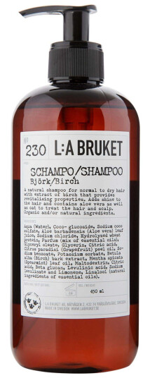 L:a Bruket 230 Bjørk Sjampo 450 ml - Fuktgivende og Styrkende L:a Bruket 230 Bjørk Sjampo 450 ml - Fuktgivende og Styrkende
