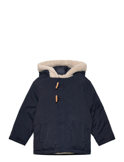 Mango Hooded Anorak With Buttons   Navy   2 3