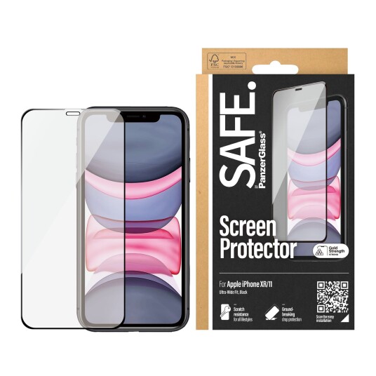 PanzerGlass SAFE. Skjermbeskytter for iPhone 11/XR med kant-til-kant passform PanzerGlass SAFE. Skjermbeskytter for iPhone 11/XR med kant-til-kant passform