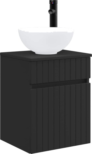 Vegghengt servantkommode Svart 39 x 35 x 63 cm Konstruert tre Vegghengt servantkommode Svart 39 x 35 x 63 cm Konstruert tre
