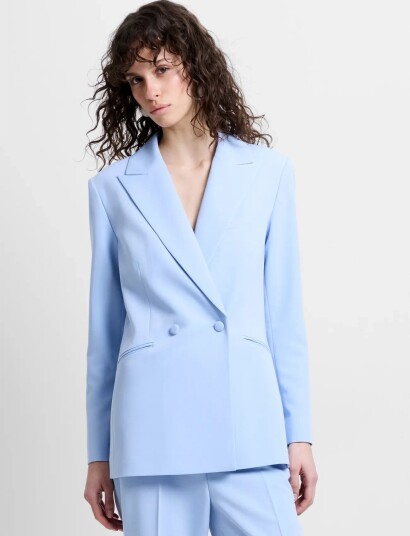 French Connection Sammie Double Breasted Blazer   Blue   XL