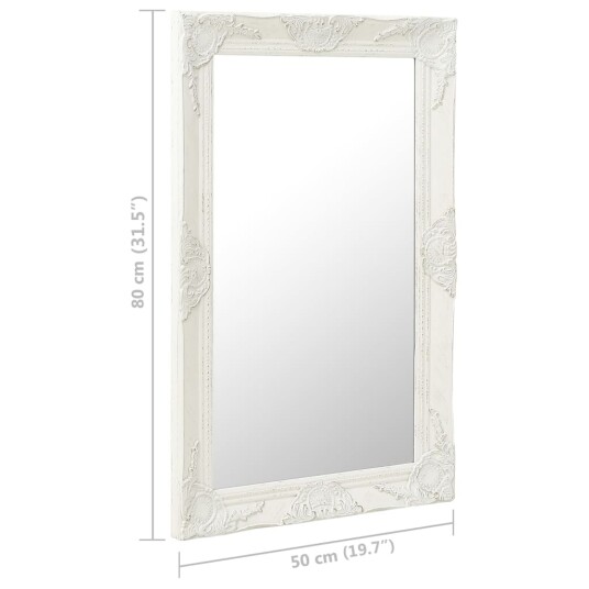 vidaXL Veggspeil barokkstil 50x80 cm hvit