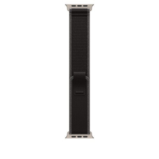 Apple 49/46 mm Black/Charcoal Trail Loop – M/L   Natural Titanium Finish