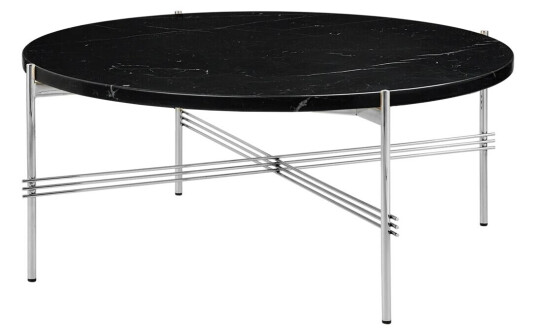 Gubi TS salongbord polert stål Ø 80 Black marquina marble