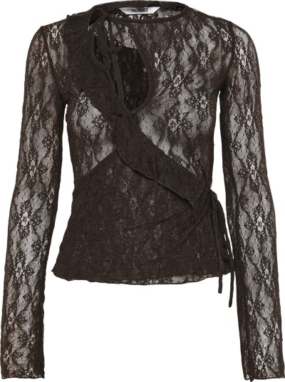 Monki Lace Longsleeve Brown S